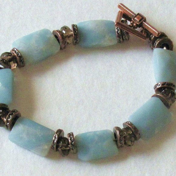 7.25" Amazonite, Smoky Quartz, & Copper Artisan Bracelet - Picture 5 of 7